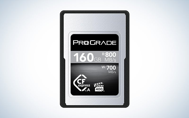 ProGrade Digital 160GB CFexpress Type A Cobalt memory card for cameras against a white background