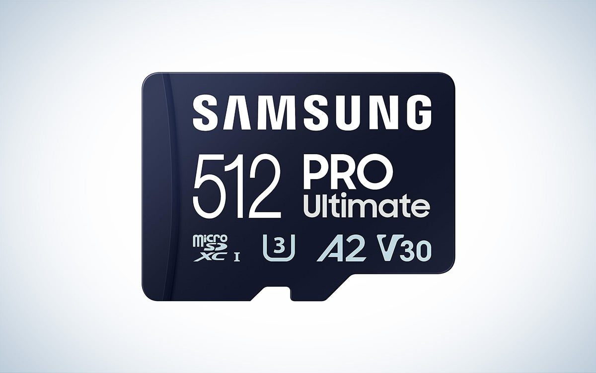 Samsung PRO Ultimate 512GB microSDXC memory card for cameras against a white background