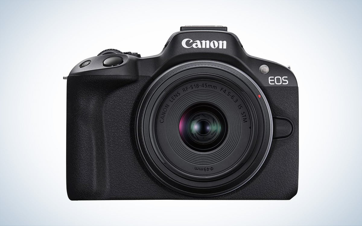 The Canon EOS R50 against a white background.