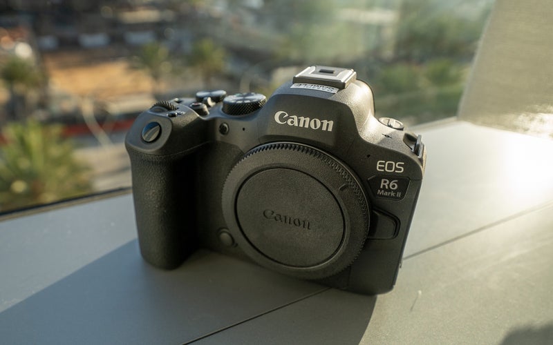 The Canon EOS R6 Mark II on a windowsill.