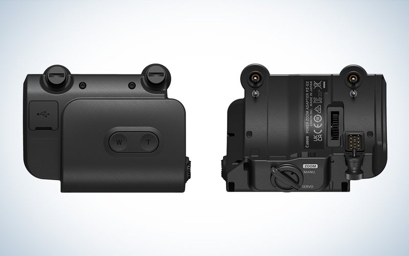 The front and back of the Canon PZ-E2B Power Zoom Adapter are displayed against a white background.